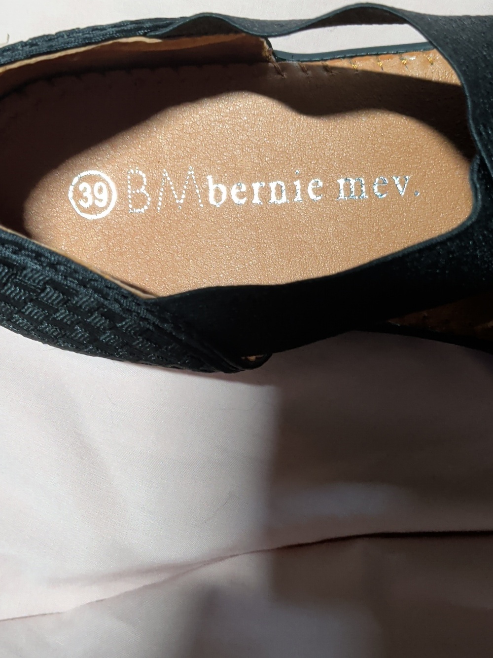 Bernie Mev Laylas. Black Woven Elastic-Side Slip-On Flats
